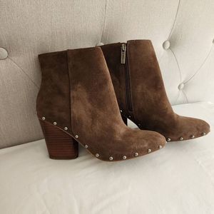 Bcbgeneration Brown Leather Boots Shoes - Jonnie ~ Silver Studded Ankle Boot Boo